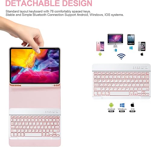 Miniatura 6 de besky Funda de teclado para iPad Pro 2022 de 11 pulgadas, 4iPad Air de 5 generación, 10.9 pulgadas, funda de teclado delgada, apagado automático con