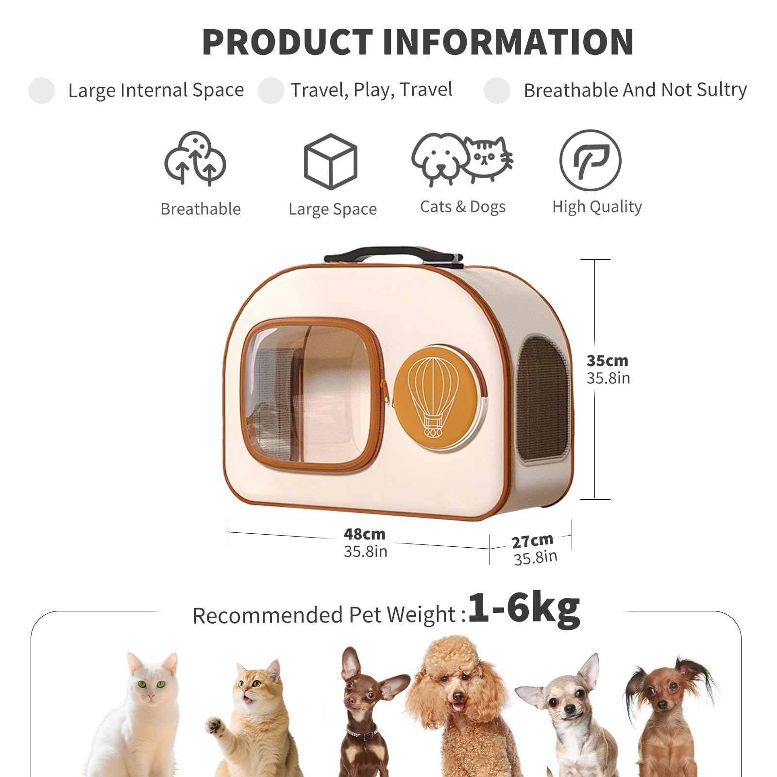 PETCUTE Transportín para Mascotas con Ruedas,Mochila para Gatos con Ruedas,Mochila para Perros con Asa Telescópica,Correa para Hombro,Carga de 6 kg,para Viajar en Tren/Automóvil/Restaurante/Avión