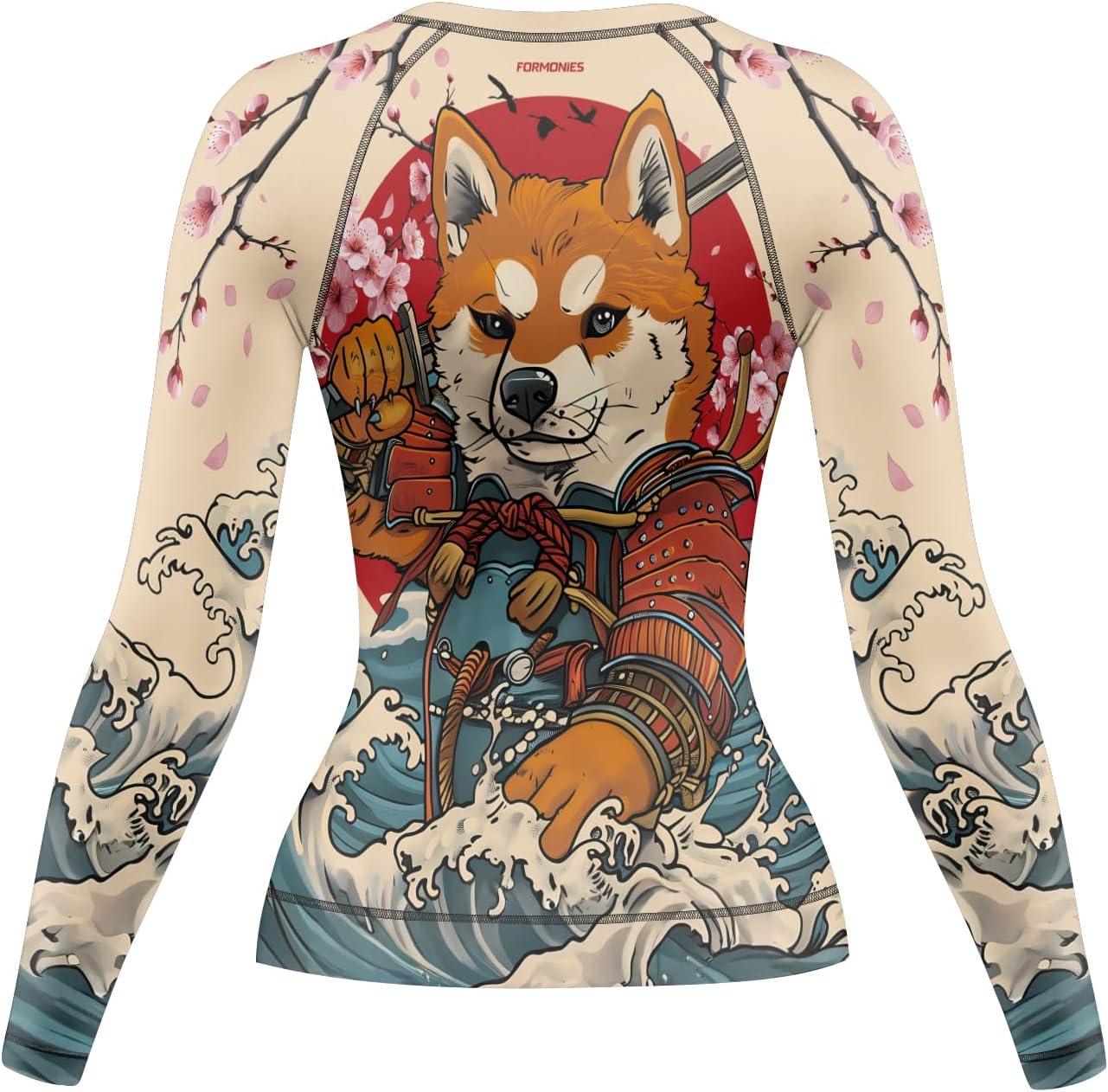 FORMONIES Samurai Pets Women’s Compression Shirt – Long Sleeve Rash Guard Base Layer for MMA BJJ Grappling