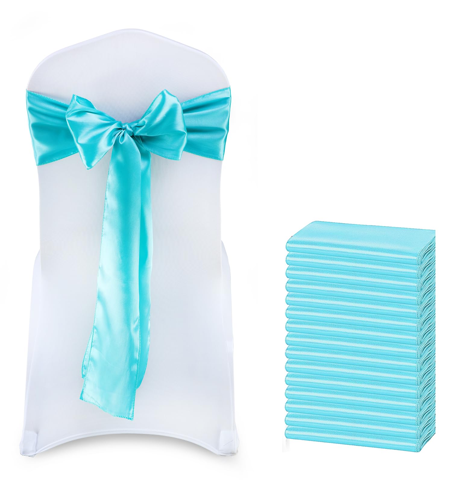 VDS Satin Chair Sashes Chair Cover Back Tie Sateen Bows Ribbon for Wedding Birthday Graduation Engagement Ceremony Event Party Banquet Venue Hotel All Dining Chair Decoration (200PC) (Teal) — image 1