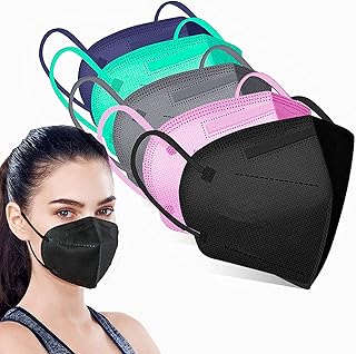 Face Masks 50pcs 5-Ply Cup Dust Safety Masks Breathable & Comfortable 3D Safety Mask with Elastic Ear loop and Nose Bridge Clip Disposable Face Masks Respirator Protection Masks for Adults