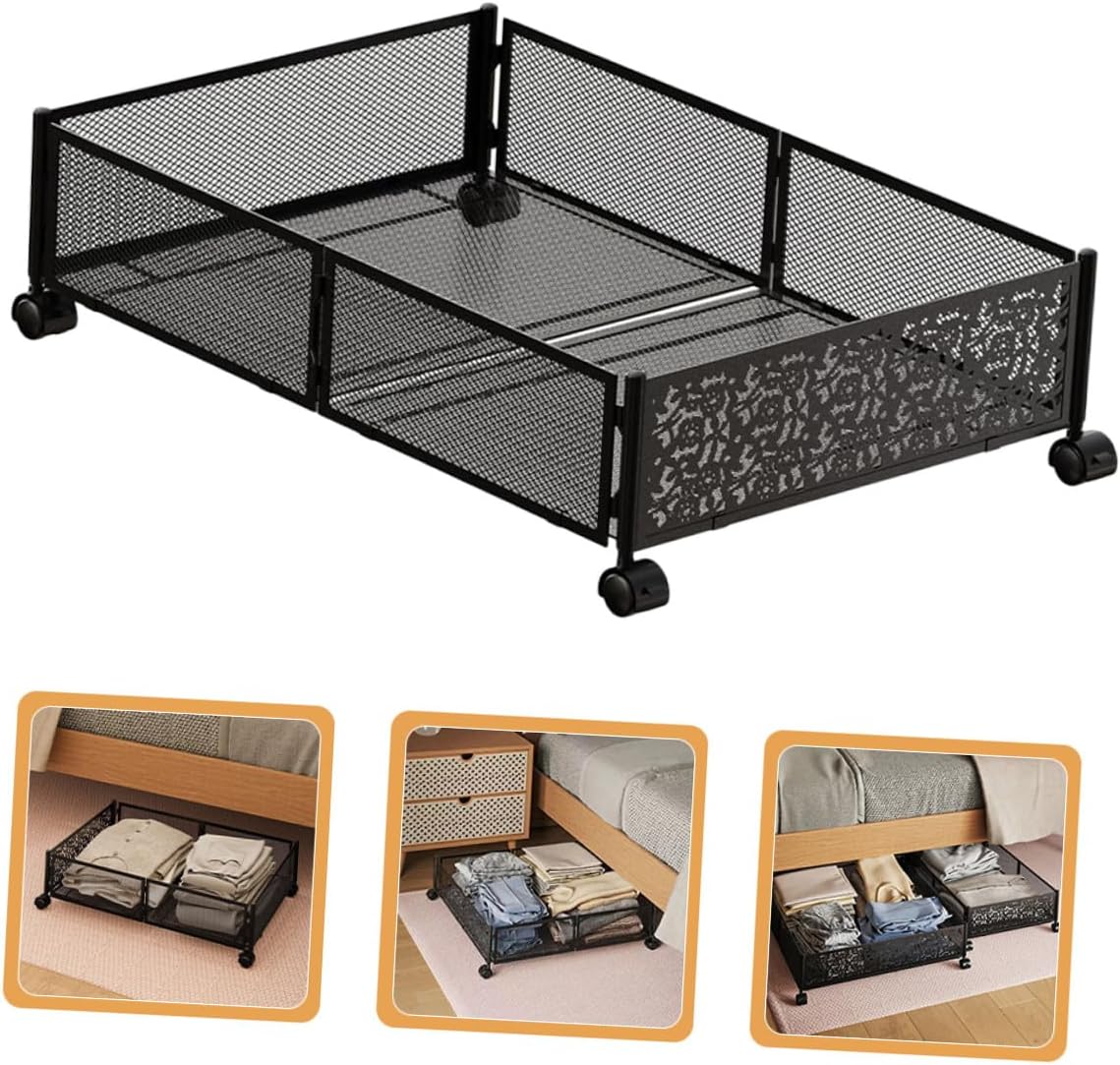 Gatuida Bed Storage Organizer with Wheels Large Stainless Steel Underbed Storage Drawers Space Saving for Bedroom and Dorm Room