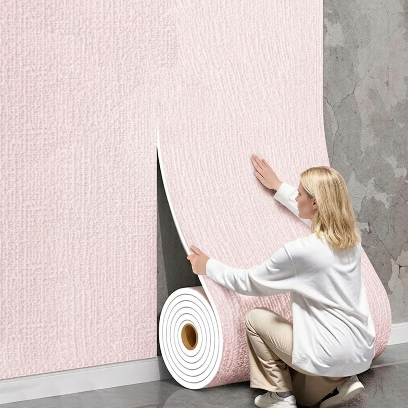 Papier Peint Isolant Thermique contre les Murs Froids et l'Humidité Salon Rose 40m