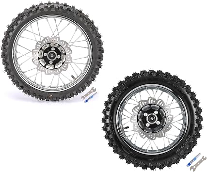 60/100-14 14" Front 80/100-12 12" Rear Tire Wheel Rim Set for 50cc 70cc 90cc 110cc 125cc 140cc Dirt Bikes including CRF70 KX65 Thumpstar Pitpro SSR Apollo Coolster Taotao and more