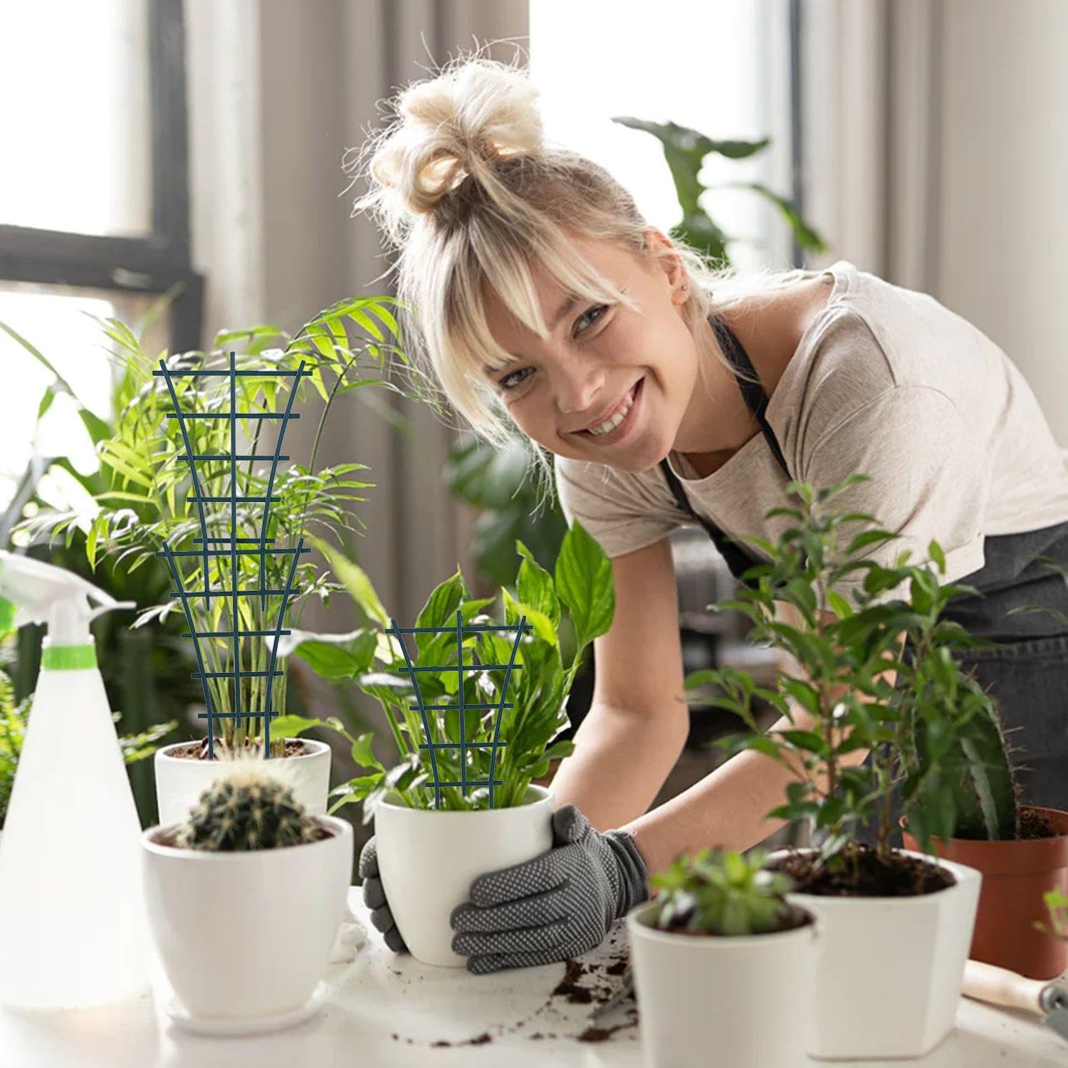 6 Pezzi di Rastrelliere A Rete E 100 Cravatte, Staffa per Arrampicata per Piante, Staffa di Piante in Plastica, Forniture per Il Giardinaggio.