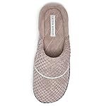 Laura Ashley Women\'s Spa Slip-On Rugged Scuff Slipper, Non-Slip House Slippers with Cushioned Insole for Ladies, Stone, X-Large