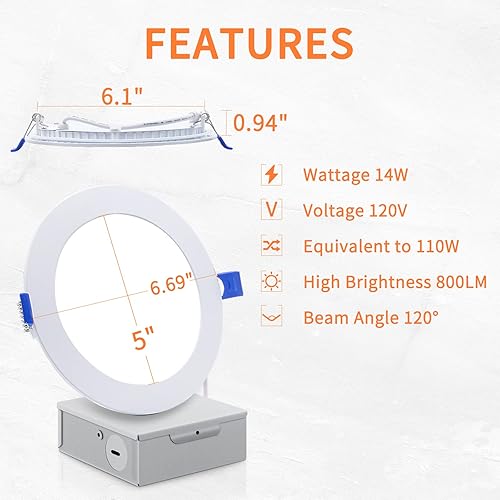 Miniatura 2 de Peteme ETL 6 pulgadas 1 paquete de iluminación empotrable inteligente WiFi ultra fina regulable luces de techo RGBCW 14W, luz blanca fría y cálida