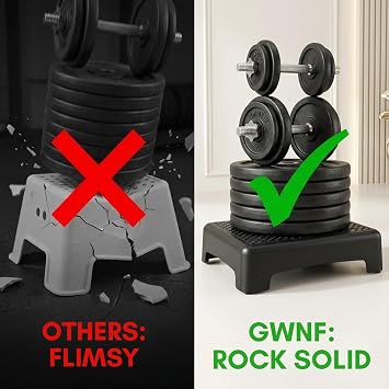 GWNF 3.35 Step Stool, SGS-Tested 600 lb, for Adults & Seniors, White/Grey