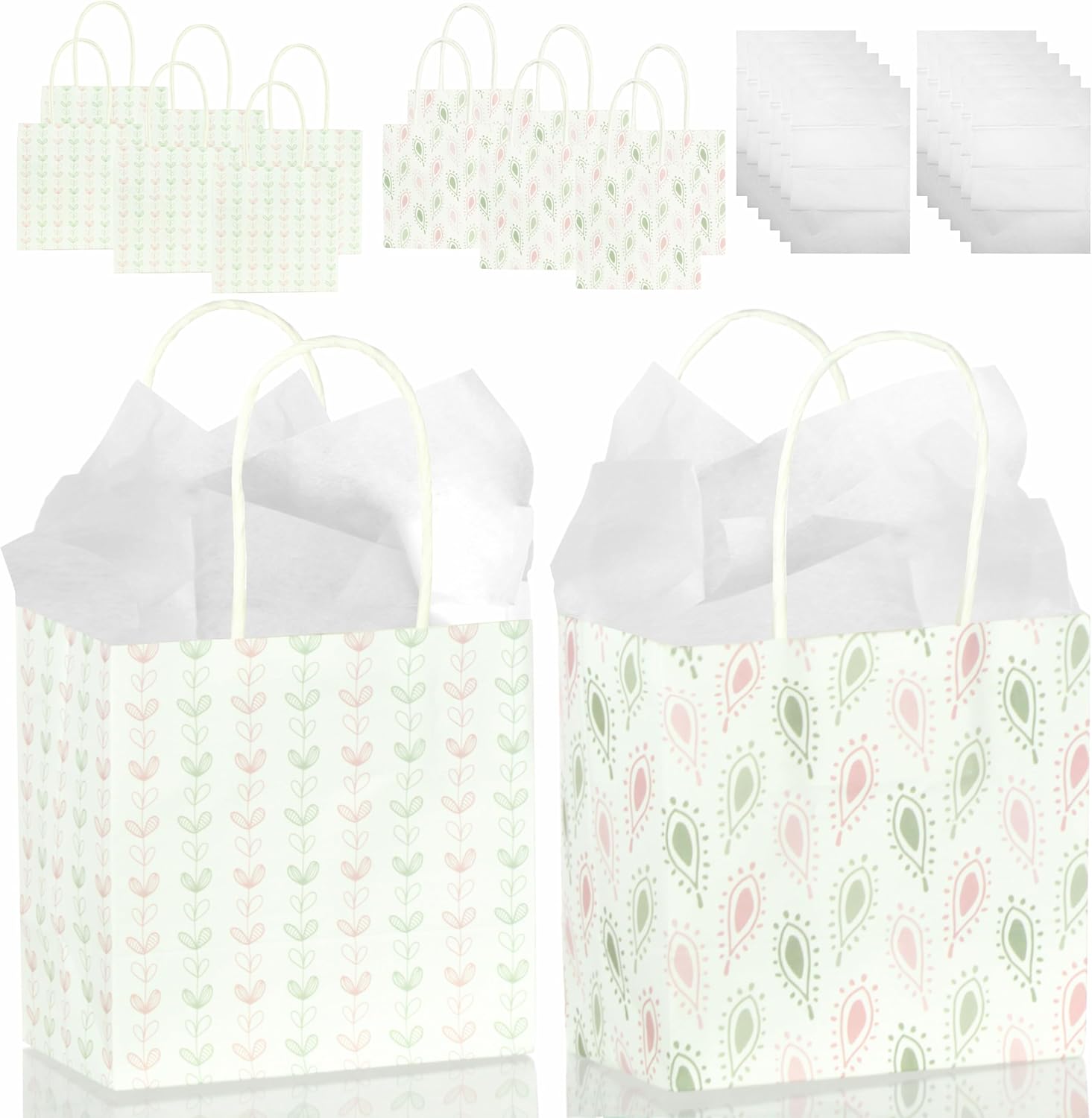 Ivory Home Mini Gift Bags with Handles Tissue Paper and Two