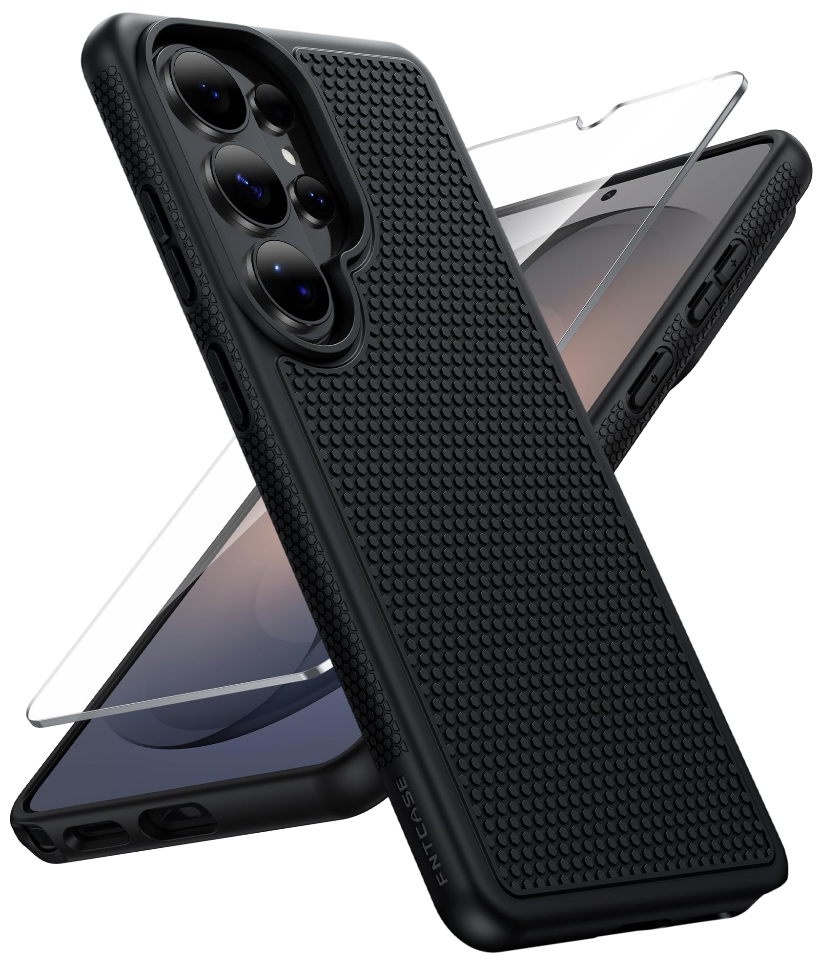 FNTCASE for Samsung Galaxy S26 Ultra Phone Case: Dual Layer Non Slip Black | With Screen Protector, Shockproof Drop Protection, Matte Textured Protective Cell Phone Cover, for Daily Use, Black