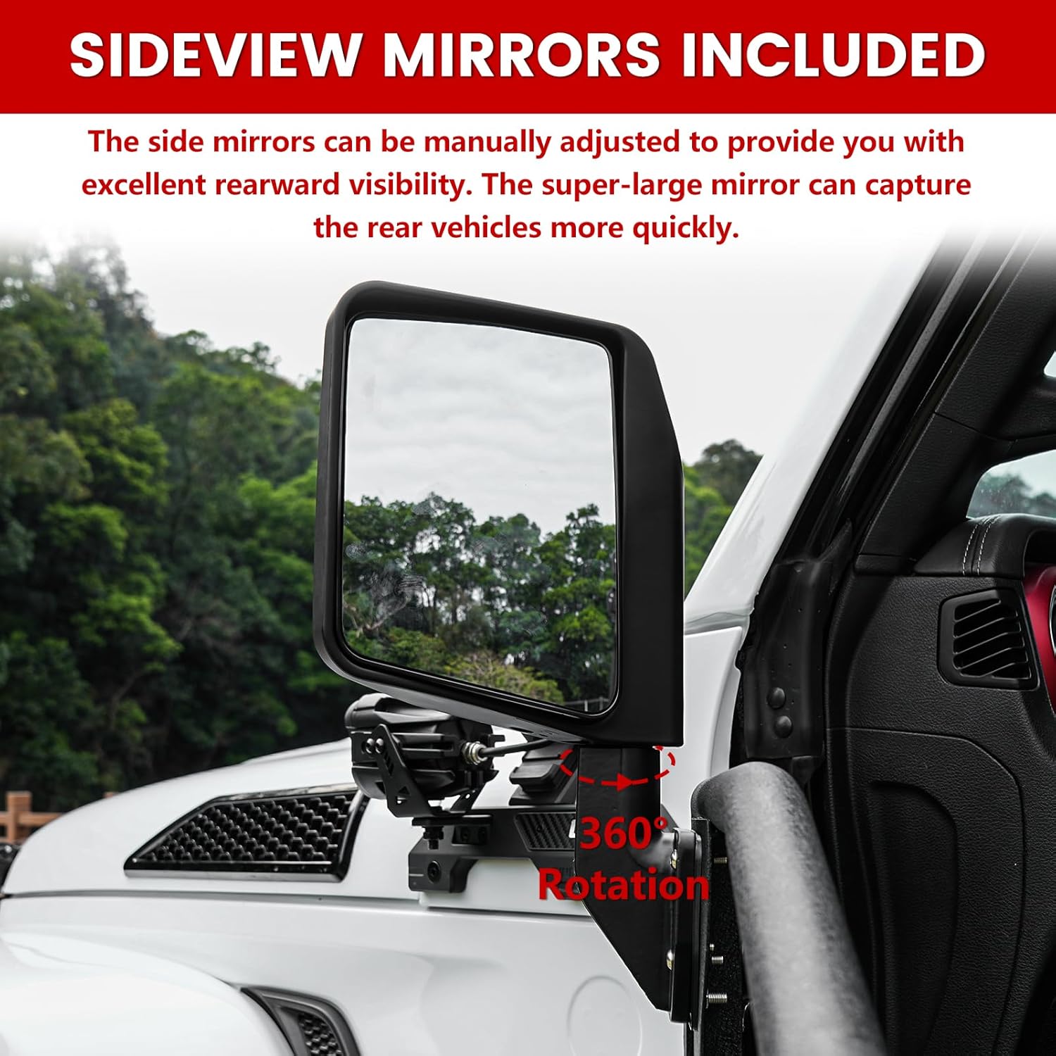 Steel Tubular Tubular Half Doors with Adjustable Rearview Mirrors Compatible with 2018-2024 Jeep Wrangler JL JLU & Gladiator JT 4 Door Models - Off-Road Trail Adventure