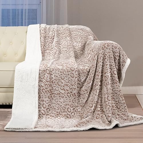 Miniatura 2 de MACEVIA Manta de forro polar Sherpa para sofá, manta de guepardo 3D, gruesa, cálida, reversible, acogedora, cómoda, súper suave, para cama, sofá,