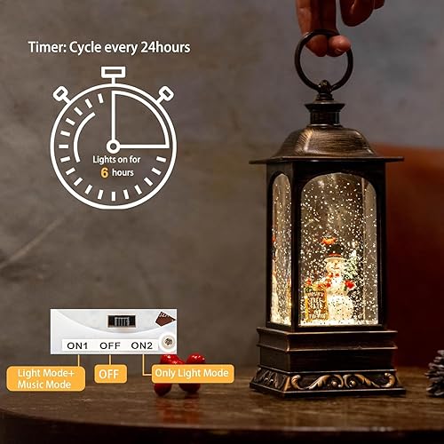Miniatura 4 de Linterna de globo de nieve de Navidad, escena musical con luz LED para decoración del hogar de Navidad, regalo de nacimiento del rey