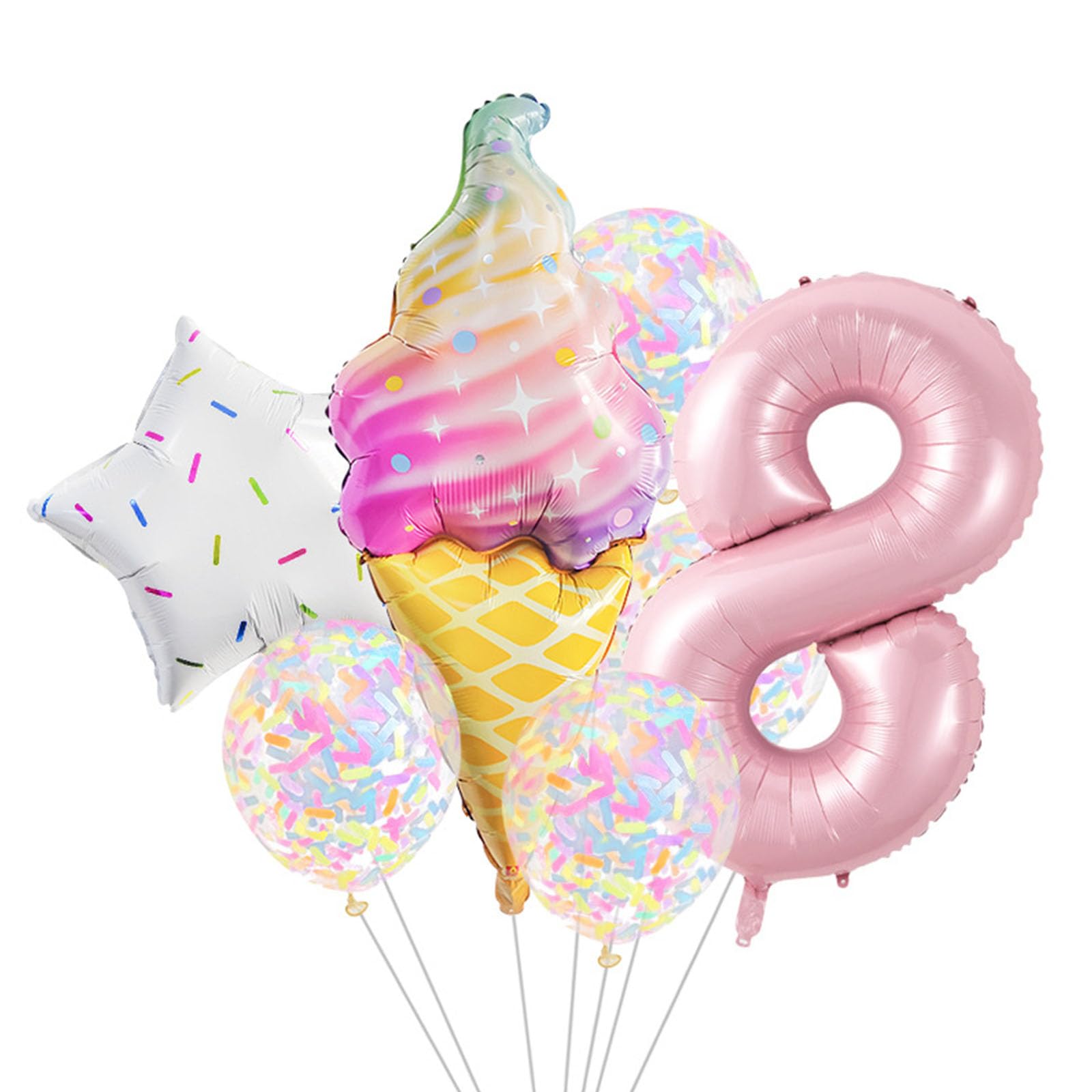 Kalttoy B Sweet Theme Foil Alloons Set With Ice Cream And Star For Fun Celebrations Metallic Irthday Alloons