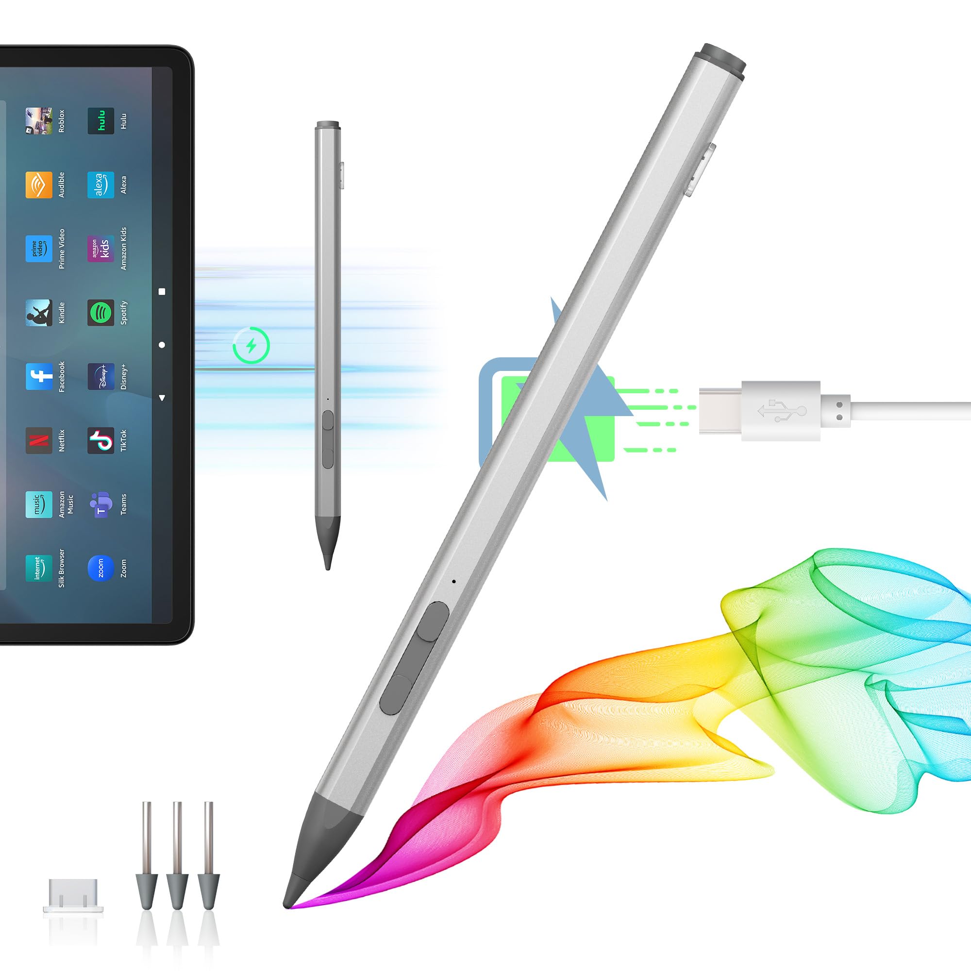 Penna stilo USI 2.0 per Chromebook, 4096 sensibilità alla pressione Penna stilo USI per Amazon Fire Max 11, Lenovo Chromebook Duet, Acer chromebook Spin314, HP, Google Pixel Tablet Stylus