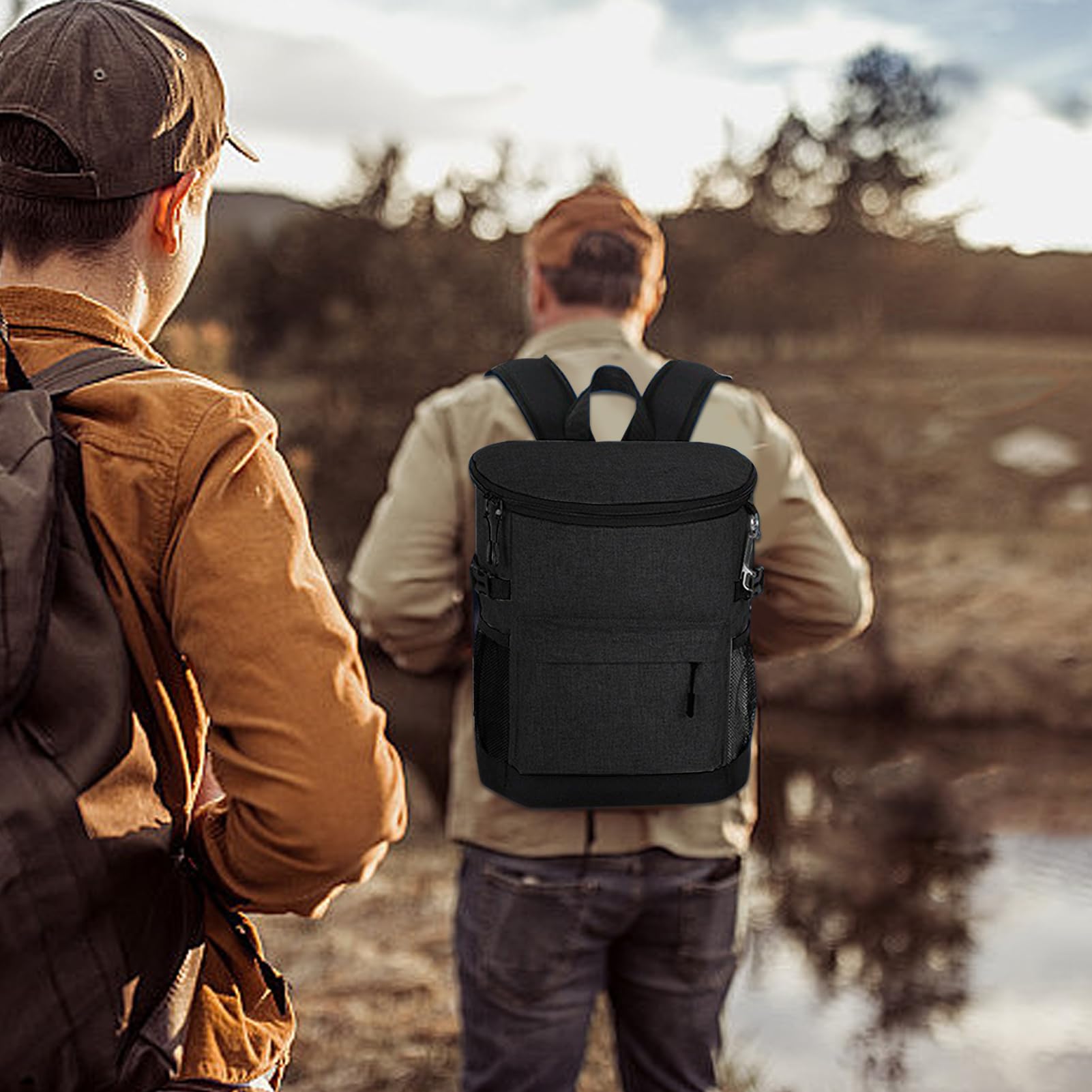 Sac à dos isotherme – 35 cm en nylon – Glacière de voyage pour 30 canettes | Coffre à glace léger et imperméable, capacité de 17 L, pour homme et femme, pour randonnée, camping, barbecue, aventures en