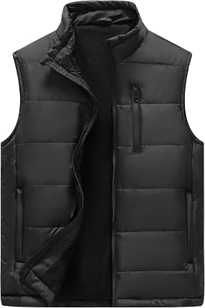 VtuAOL Mens Puffer Vest Outdoor Padded Vest Softshell Outerwear Vest for Travel Hiking