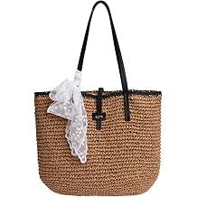 Straw Tote Bags for Women Vacation Summer Woven Beach Bag Straw Purses and Handbags Raffia Shoulder Bag