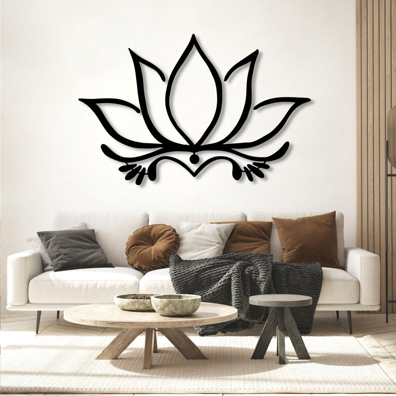Art Mural En Métal Fleur De Lotus - Décoration Maison Et Yoga (60x49 Cm)