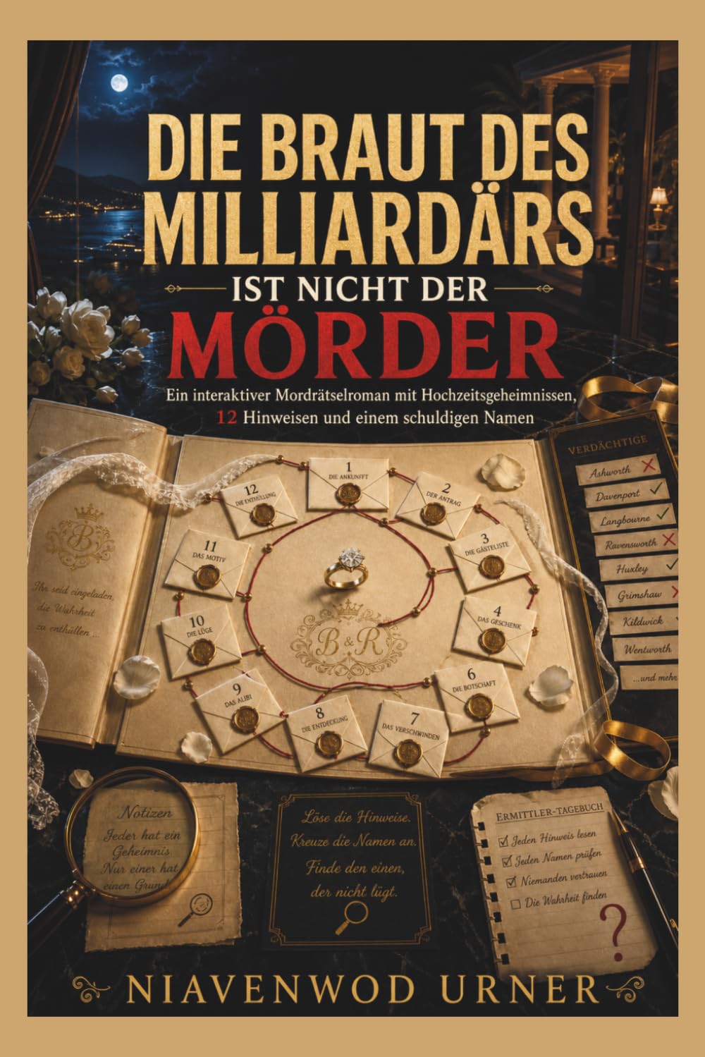 DIE BRAUT DES MILLIARDÄRS IST NICHT DER MÖRDER: Ein interaktiver Mordrätselroman mit Hochzeitsgeheimnissen, 12 Hinweisen und einem schuldigen Namen