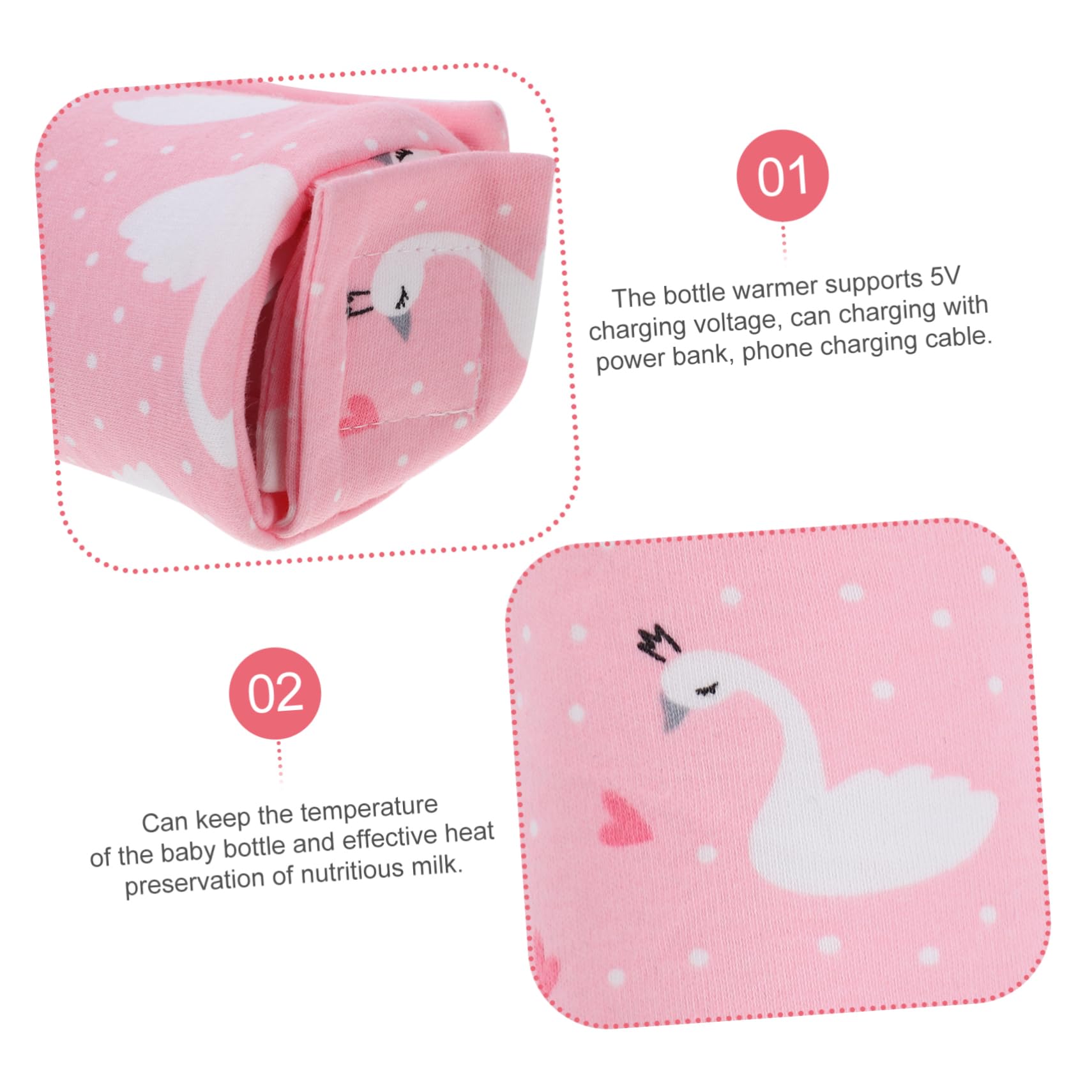 Toyvian 3piezas Bolsa Térmica para Biberones USB Calentador Portátil De Leche Aislante Térmico para Alimentación Infantil Diseño Individual y para Viajes y Paseos Bebés