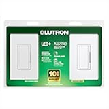Maestro LED+ Dimmer Switch Kit for Dimmable LED, Halogen and Incandescent Bulbs, 150W/3-Way or Multi-Location, MACL-153M-RHW-WH, White