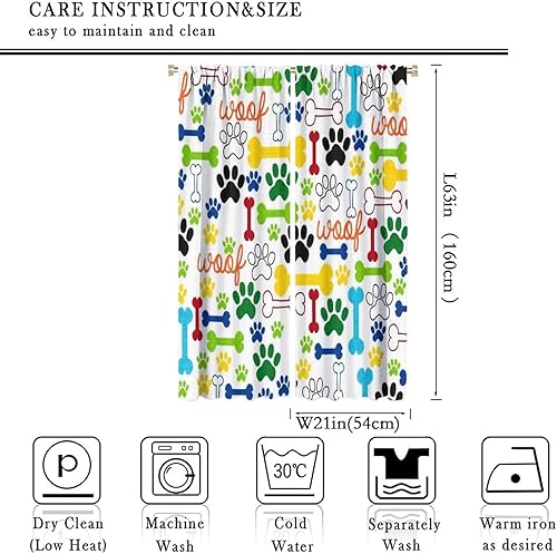 Miniatura 78 de Cortinas opacas con estampado de patas de perro, estampado de patas de perro y huesos, tratamiento de ventana, cortinas con aislamiento térmico