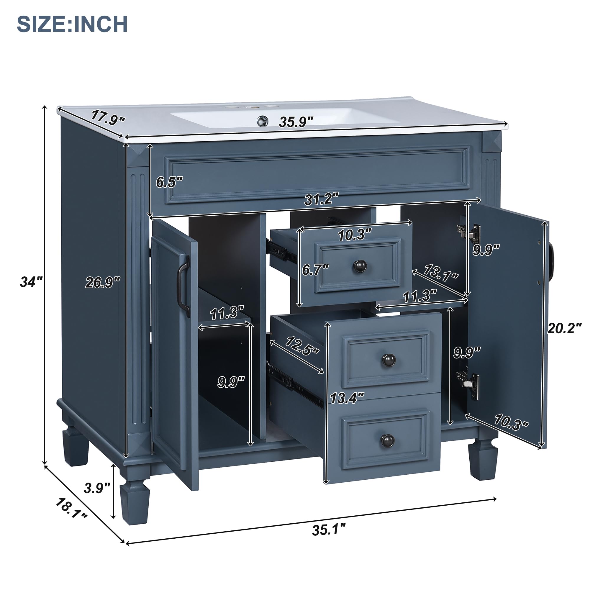 Amazon.com: 36'' Bathroom Vanity with Top Sink, Modern