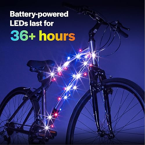 Vista 5 de Brightz CosmicBrightz - Cuerda de luz LED para marco de bicicleta, cuerda de 6.5 pies, funciona con pilas con interruptor de encendido/apagado