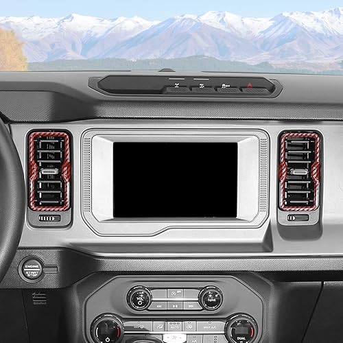 Vista 45 de Bronco - Cubierta de anillo de ventilación de salida de aire acondicionado, 4 piezas de cubierta de anillo de ventilación de CA para consola central