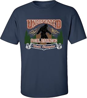 Funny Undefeated Social Distancing Champion Bigfoot Short Sleeve T-Shirt