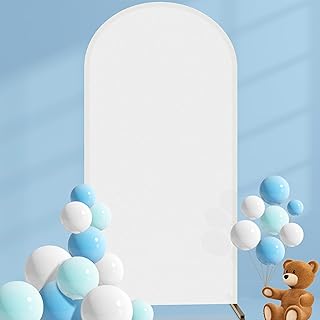 2.6 x 6Ft Arch Backdrop Cover- Spandex Fitted Round Top Wedding Arch Cover- 2-Sided Arch Stand Cover Backdrop Fabric for Wedding Birthday Banquet Decoration (Frame Not Included)