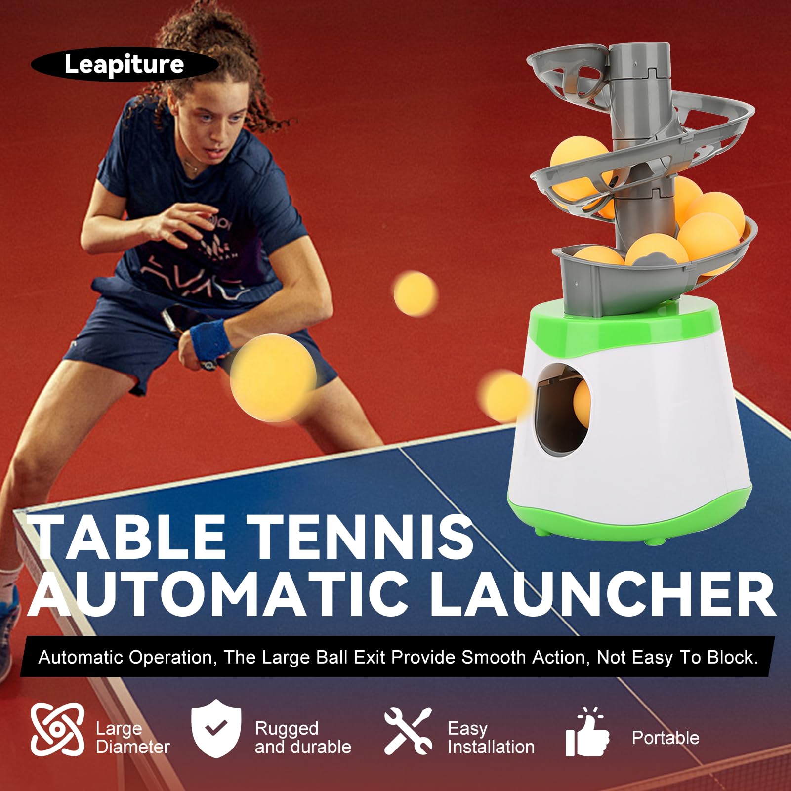 Robot de Tennis de Table Automatique, Entraîneur de Ping-Pong, Lanceur de Balles Automatique, Lanceur Automatique de Tennis de Table Ping-Pong, Dispositif d'entraînement pour Entraînement