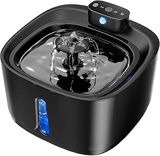 Cat Water Fountain for Drinking, 3.2L 4000mAh Rechargeable Pet Water Dispenser Ultra Quiet with Dry-Run Protection White Wireless (Black, 3.2L)