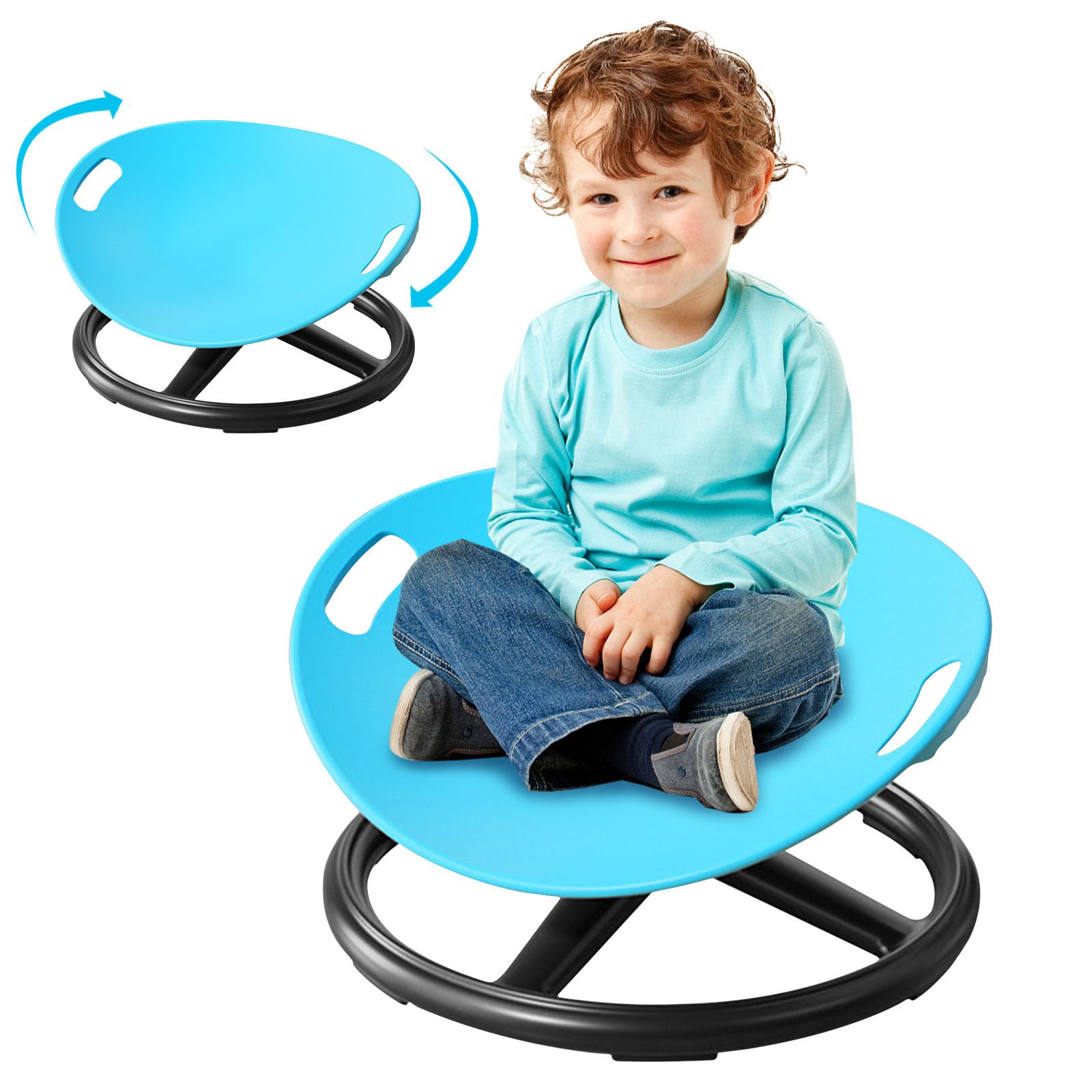 Sensorischer Drehstuhl für Kinder, 360°Karussell Drehstuhl Autismus | Kinderdrehstuhl für Adhs Hilfsmittel mit Griff, Training Physische Koordination, Sensorik Spielzeug für Jungen Mädchen-Blau