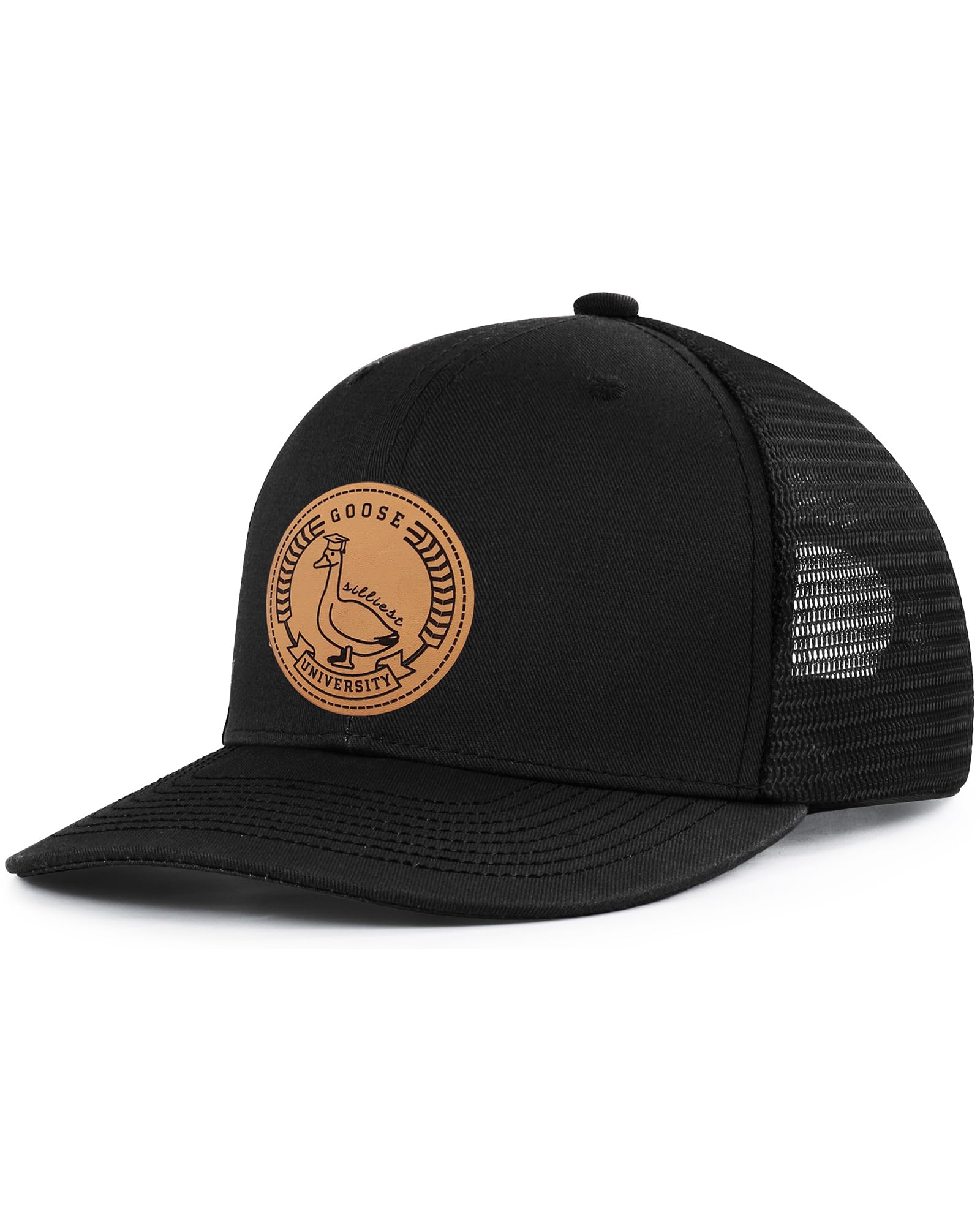 Silly Goose Hat On The Loose Silly Goose University Funny Gifts Gods Silliest Goose Leather Patch Hat