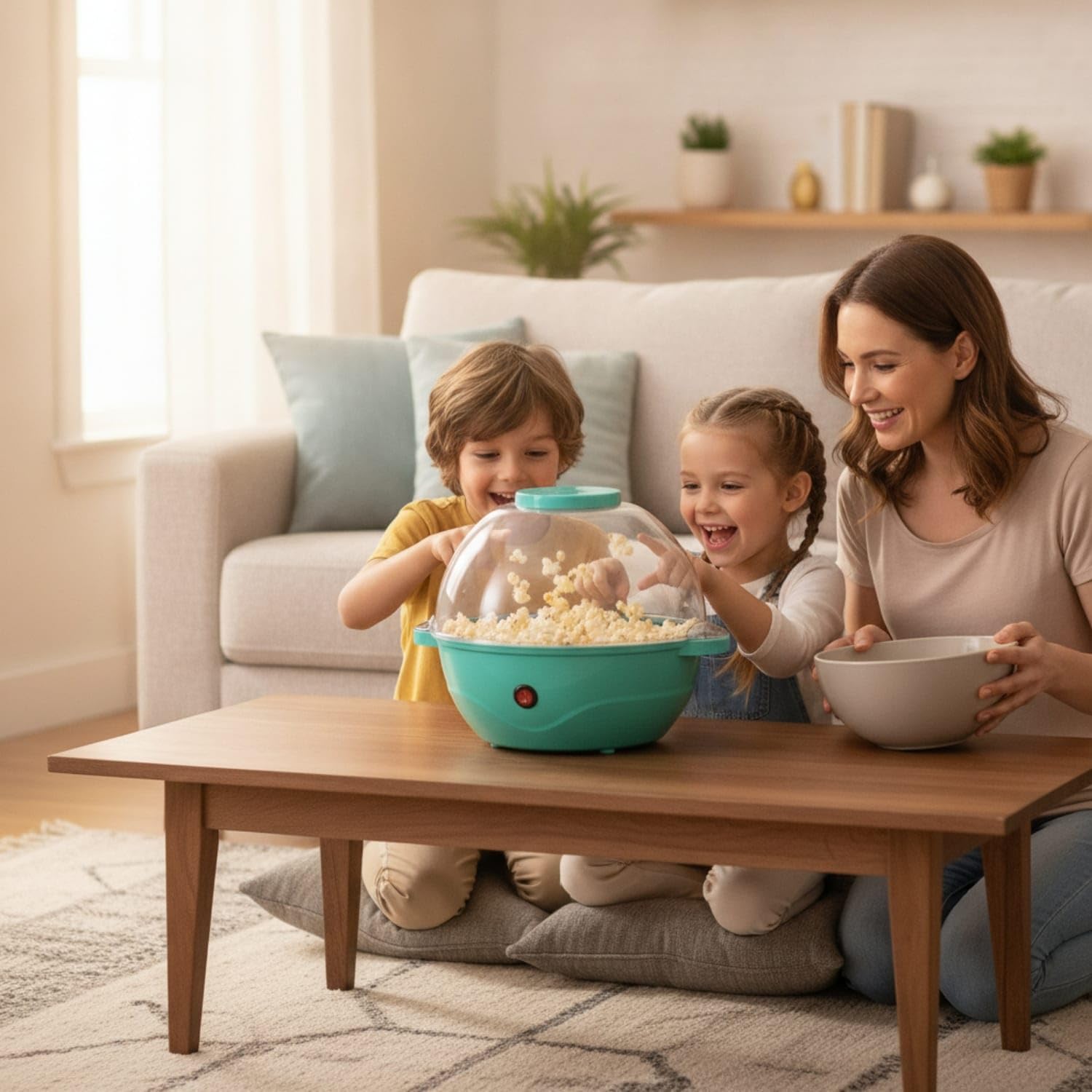 Electric Popcorn Machine with Dome Lid Household Applia | Electric Popcorn Machine with Dome Lid Household Appliance Nonstick Countertop for Families Movie Nights Home Kitchen Sky-picture-32