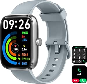 Smart Watch for Men Women with Bluetooth Call, Alexa Built-in, Heart Rate & Sleep Monitor, 1.83" DIY Dial Fitness Watch with 100+ Sport Modes, IP68 Waterproof, Compatible with Android iOS