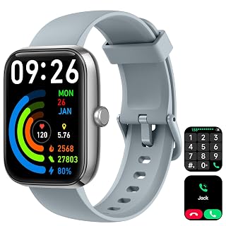 Smart Watch for Men Women with Bluetooth Call, Alexa Built-in, Heart Rate & Sleep Monitor, 1.83" DIY Dial Fitness Watch with 100+ Sport Modes, IP68 Waterproof, Compatible with Android iOS - Amazon product rated Grade A