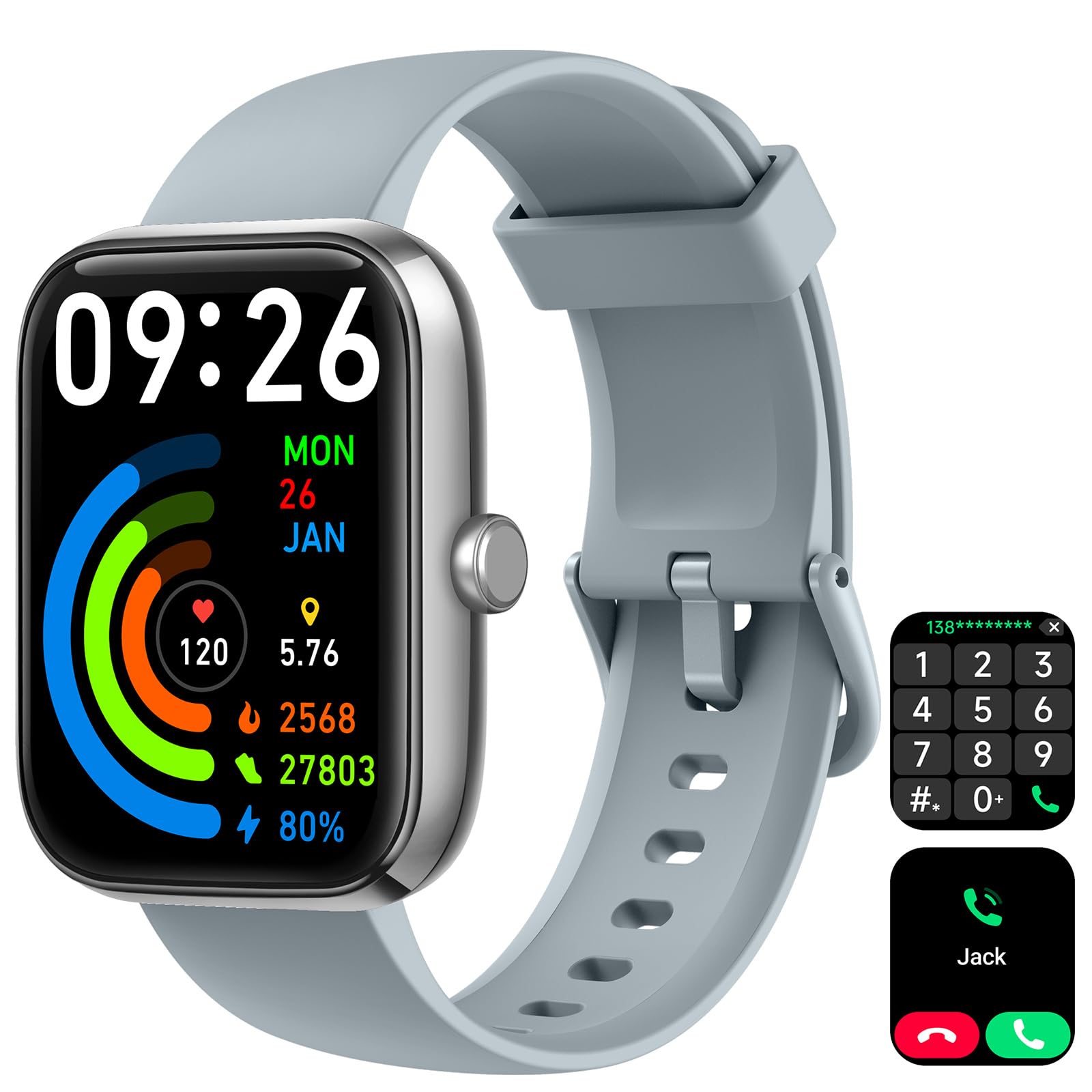 VRPEFIT Smart Watch for Men Women with Bluetooth Call, Alexa Built-in, Heart Rate & Sleep Monitor, 1.83" DIY Dial Fitness Watch with 100+ Sport Modes, IP68 Waterproof, Compatible with Android iOS Charcoal in use