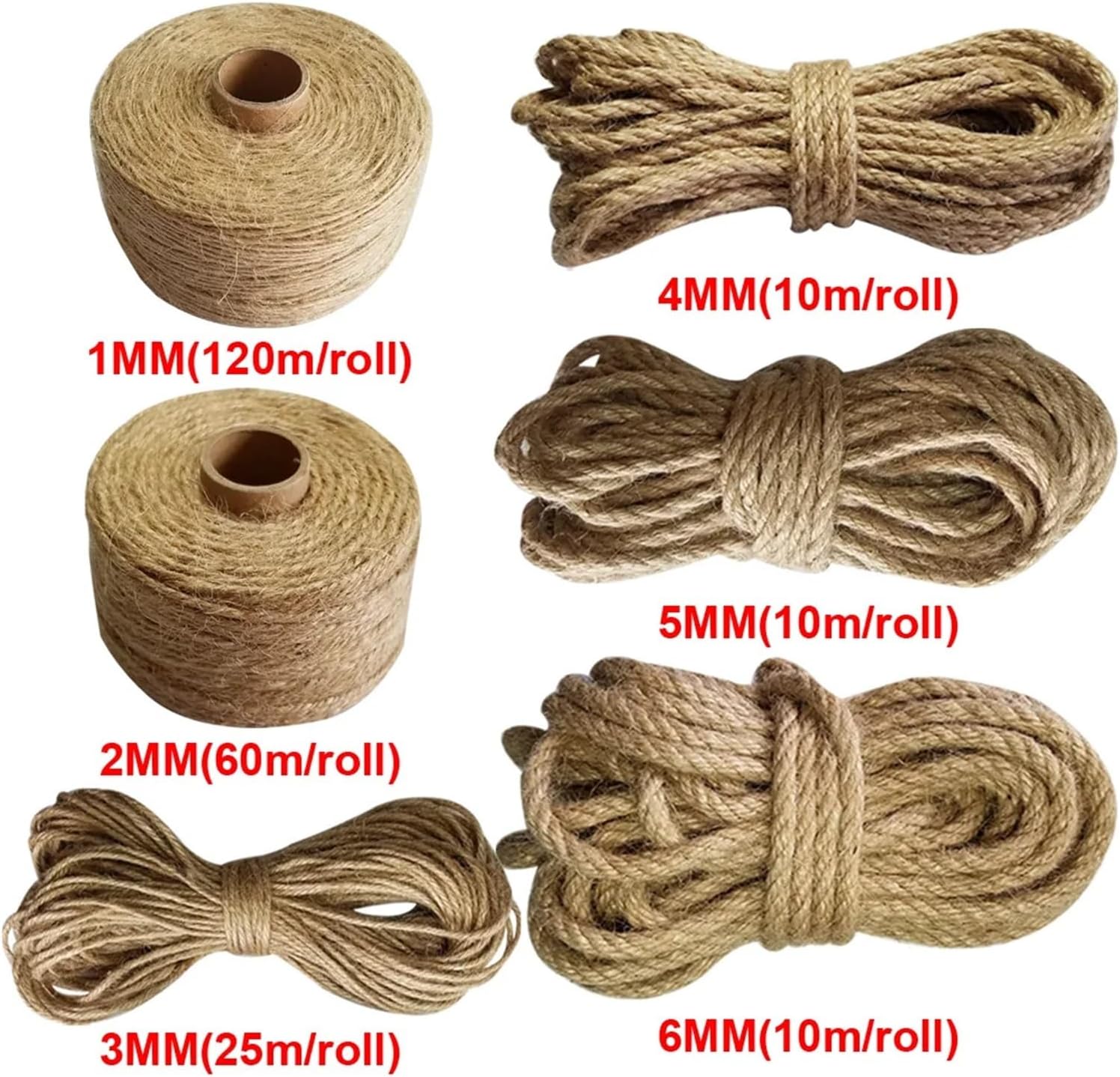 Natural Jute Cord Wrapped Tassel Decorative Rope Handmade DIY(4mm)