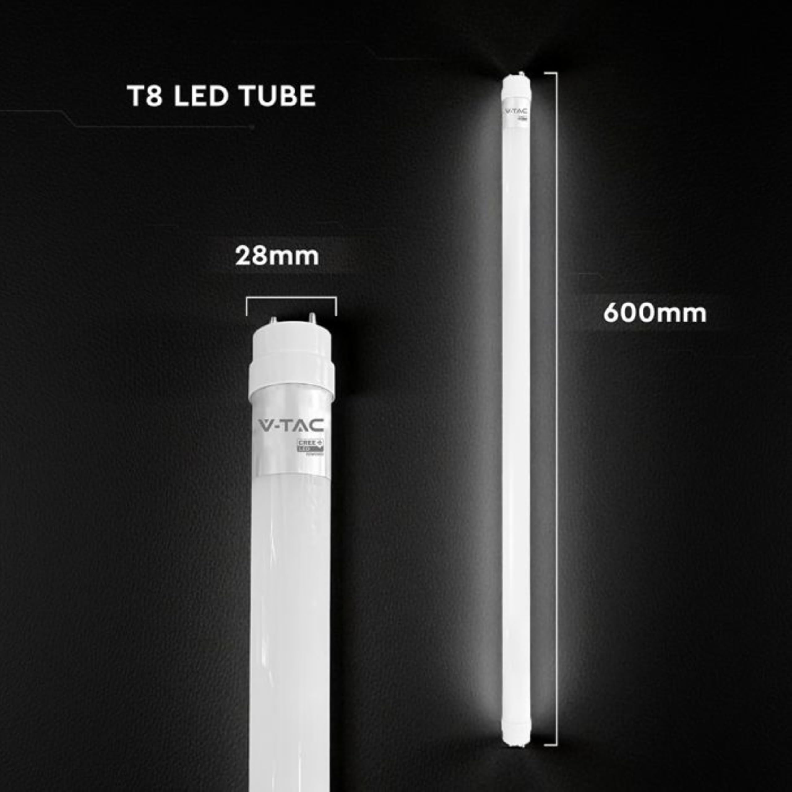 V-TAC 4 x lampa LED 60 cm – G13-9 W – [Chip CREE LED o wysokiej wydajności] 850 lumenów – lampa LED do sufitu, ściany lub garażu – rura LED w kształcie T8 – wymiana neonu – naturalne światło 4000 K