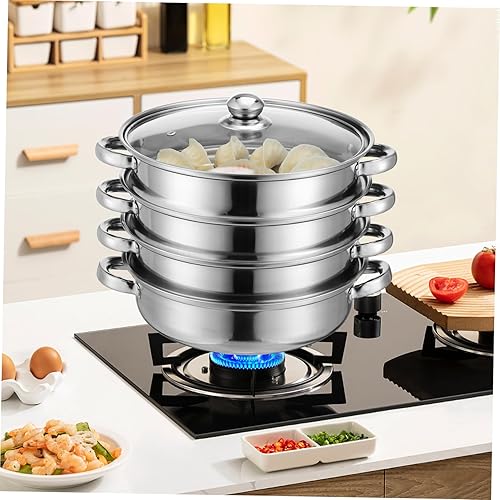 Miniatura 5 de DOITOOL Olla de vapor de acero inoxidable, olla de cocción de vapor de 4 niveles, sopa de vapor con tapa, utensilios de cocina de vapor