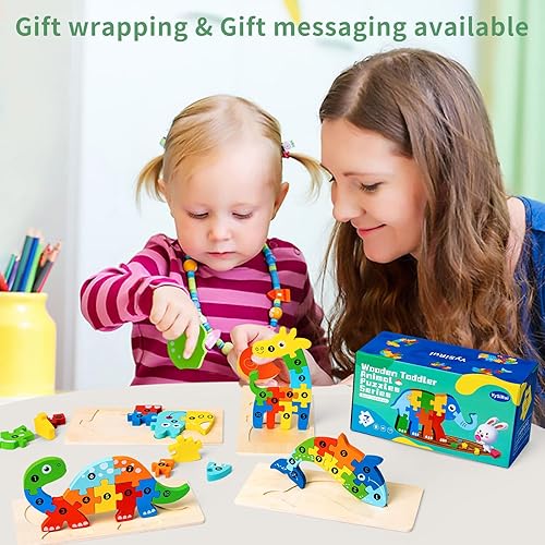 Miniatura 5 de Paquete de 7 rompecabezas de madera de animales para niños de 3 a 5 años, juguetes Montessori para bebés de 3, 4, 5, 6 años, 7 juguetes de