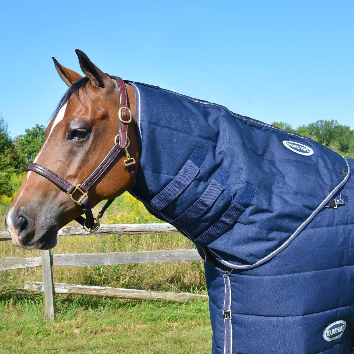 Country Pride Horse Blanket Hood (Neck Cover) - Navy Blue, Small