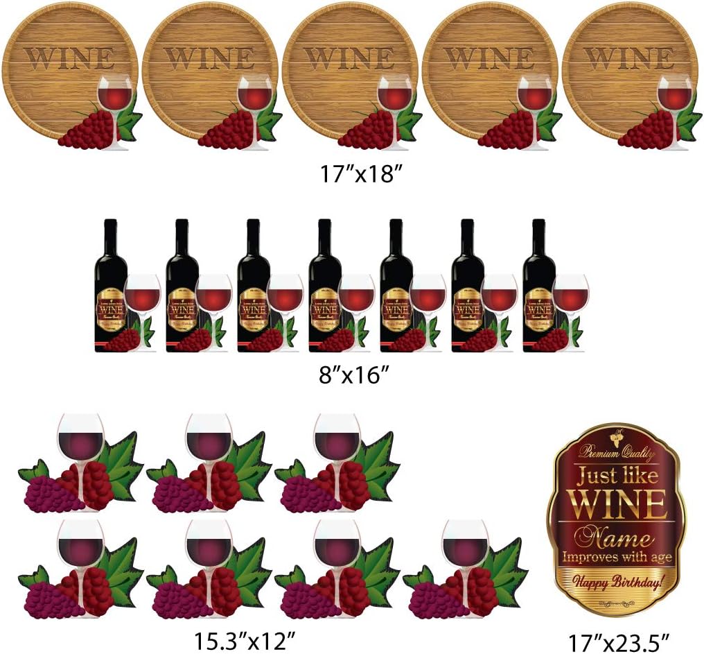 VictoryStore Yard Sign Outdoor Lawn Decorations: Custom Wine Birthday Yard Decoration, Just Like Wine Custom Name Improves With Age, 20pcs Includes Stakes (Red)