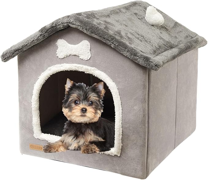 Dog House Indoor, Foldable Dog House Kennel Bed,Dog Cat House, Plush