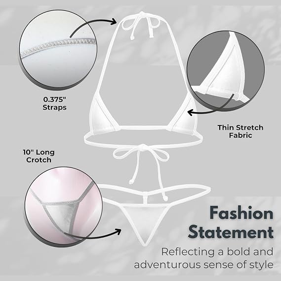 Extremely Tiny Exotic Euro Style Extreme Micro Bikini, Mini Triangle Top & Daring Tiny G-String T Back Bottom