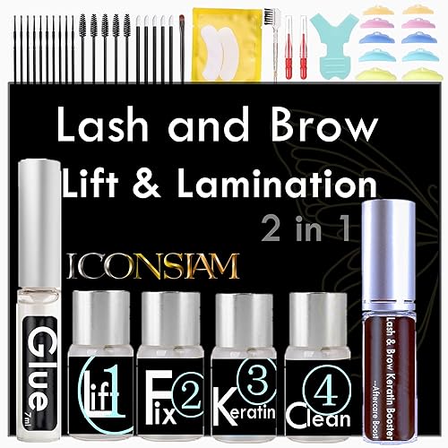 Laminación de cejas 2 en 1, kit de levantamiento rápido de pestañas y cejas, pestañas permanentes de bricolaje en casa o uso en salón de belleza,