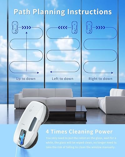 Miniatura 4 de FMART Robot limpiador de ventanas automático robot de limpieza de ventanas con spray ultrasónico y control a través de control remoto para ventanas